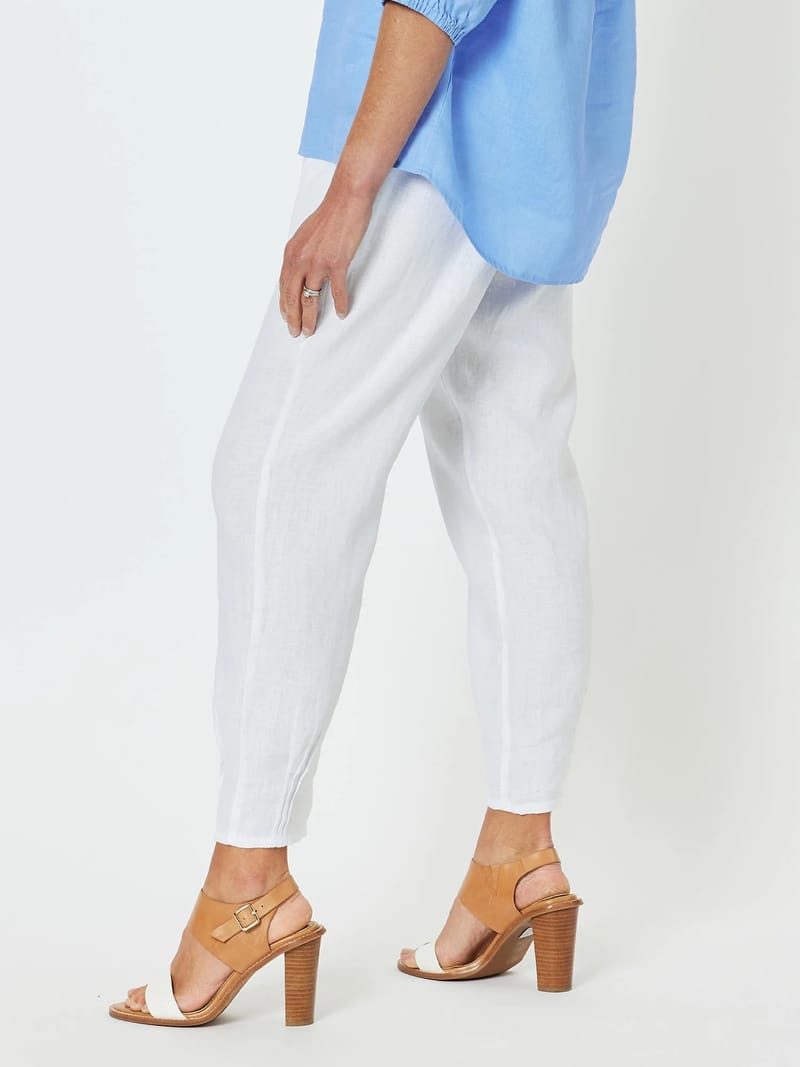 Jersey Waist Linen Pant White Gordon Smith