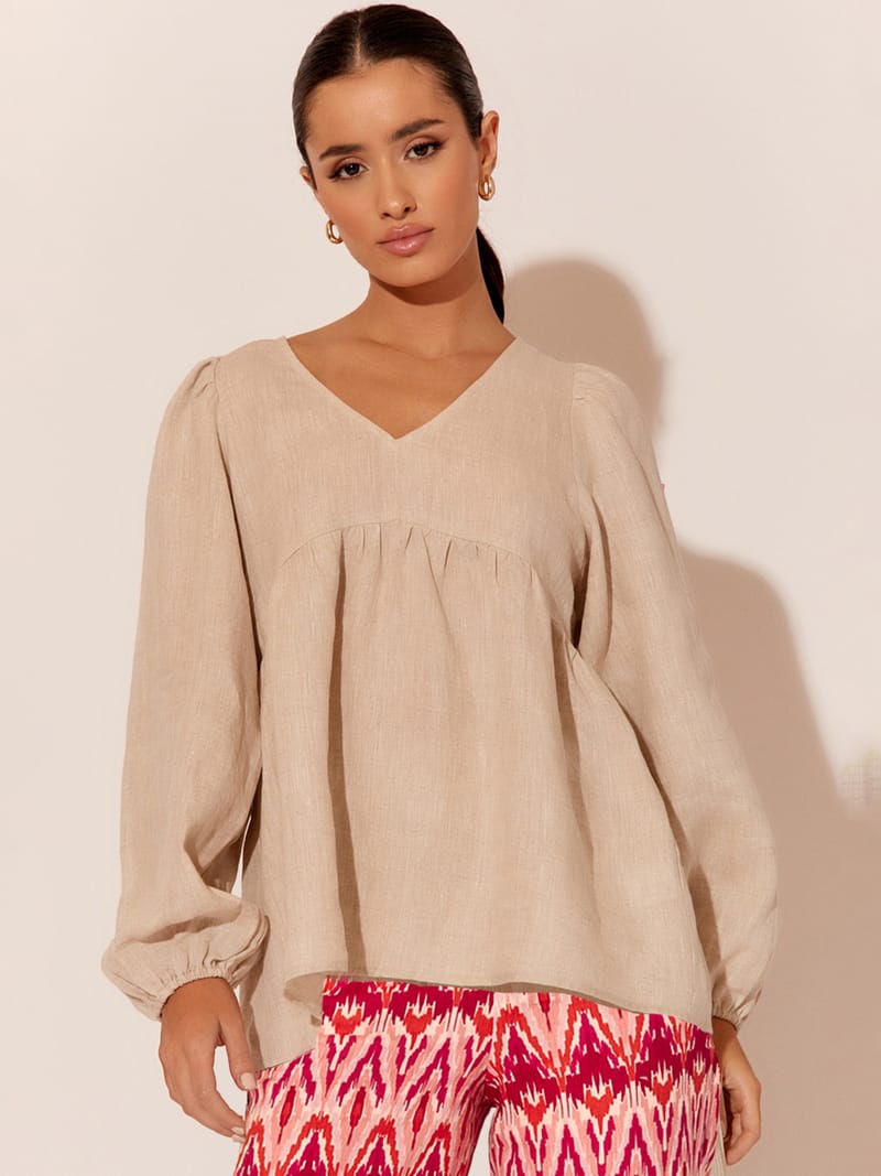 Relaxed Leg Linen Pant Pink adorne