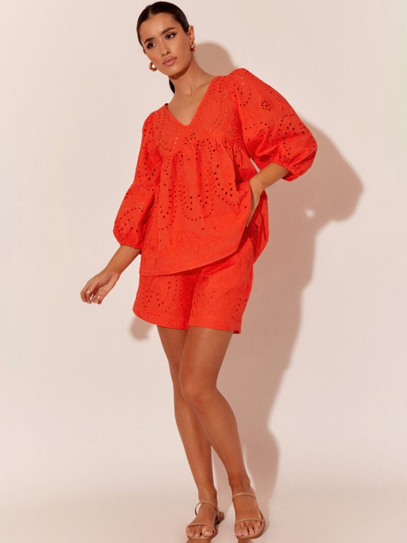 Relaxed Broderie Short Orange adorne