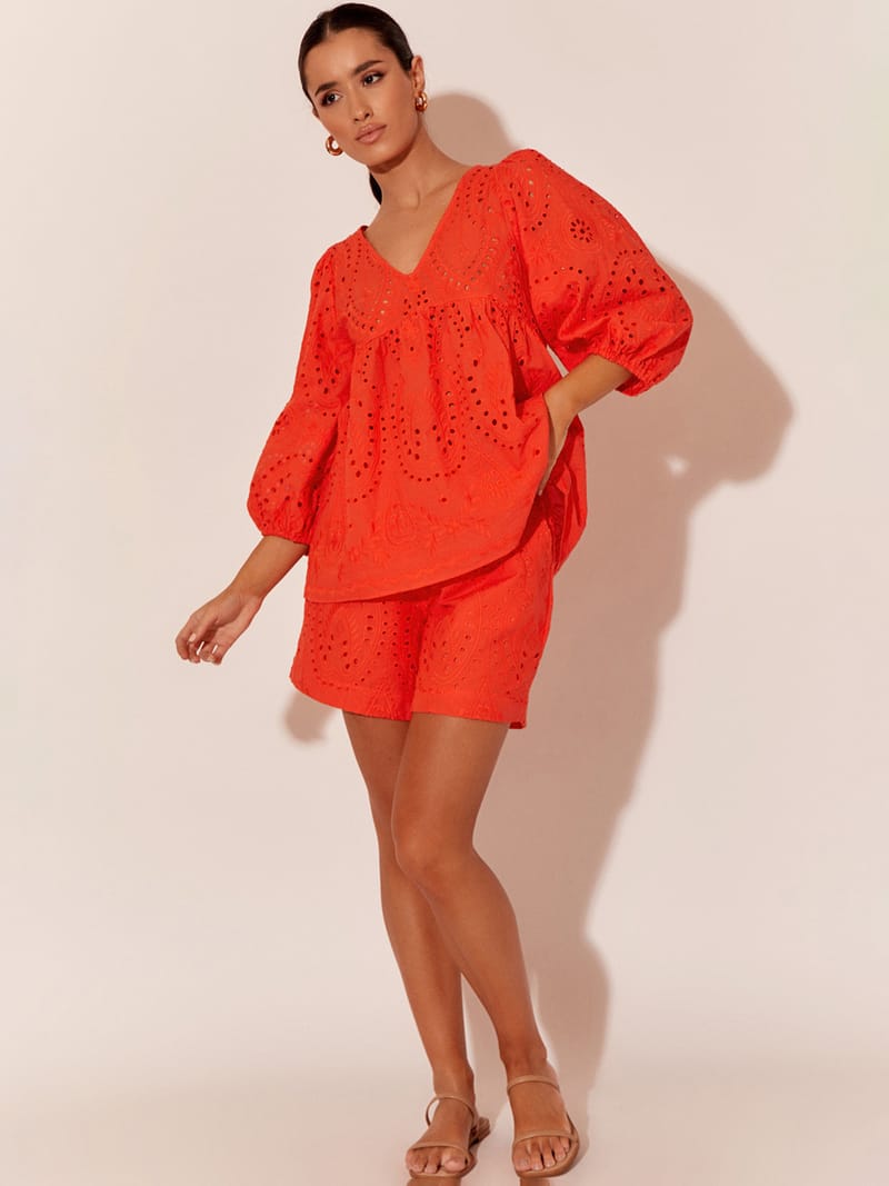Relaxed Broderie Short Orange adorne