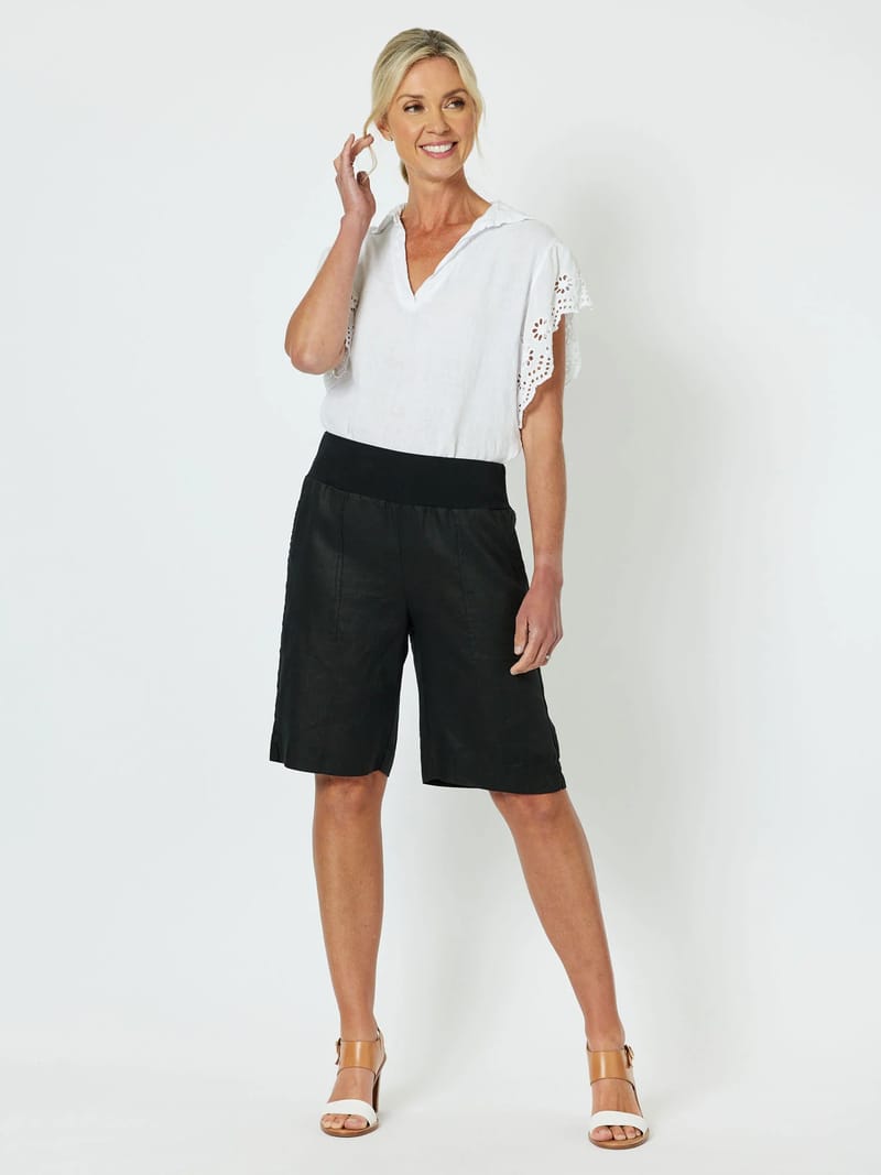 Jersey Waist Linen Short Black Gordon Smith