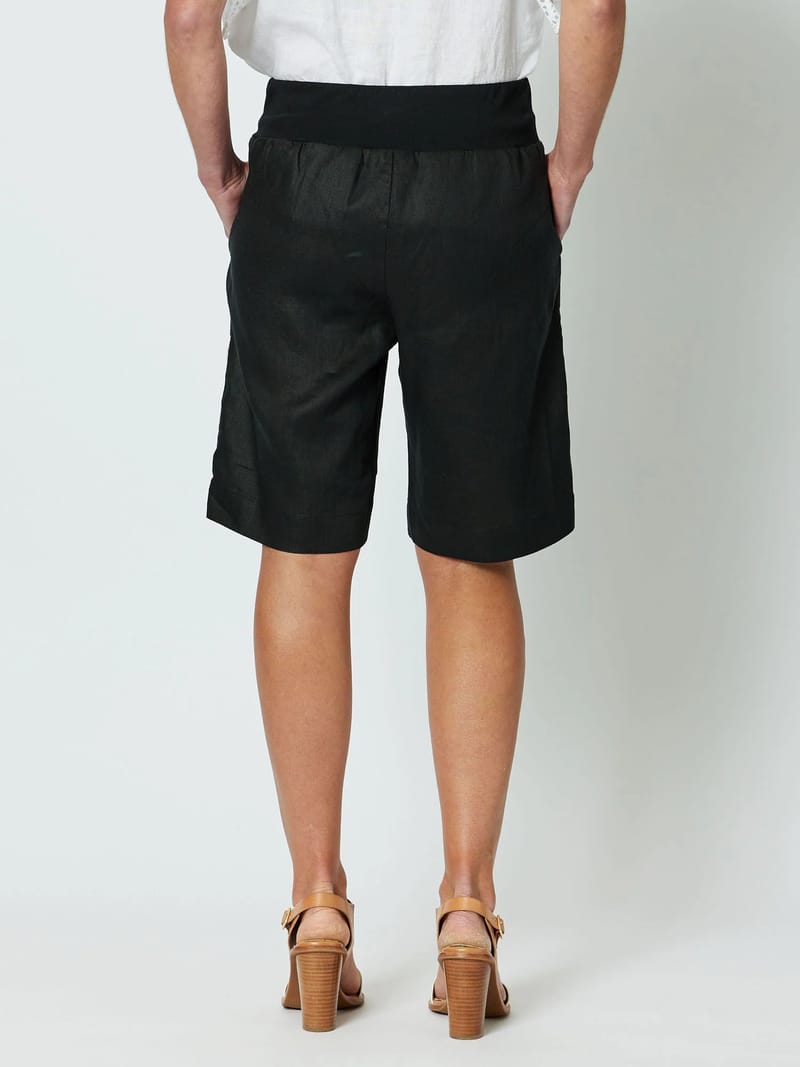 Jersey Waist Linen Short Black Gordon Smith