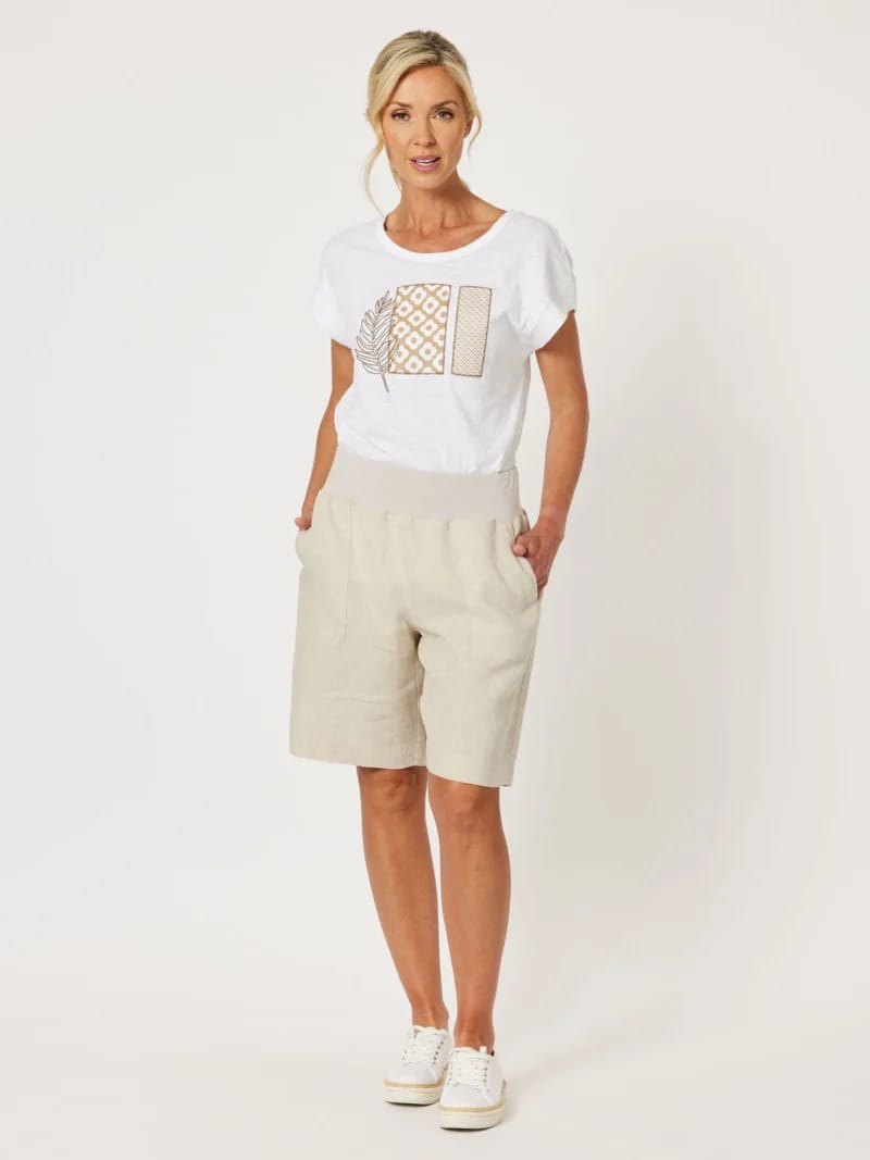 Jersey Waist Linen Short Natural Gordon Smith