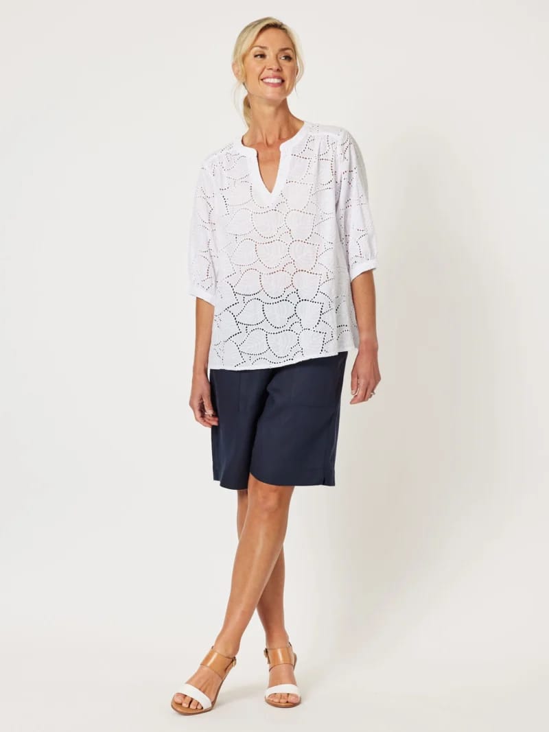 Jersey Waist Linen Short Navy Gordon Smith