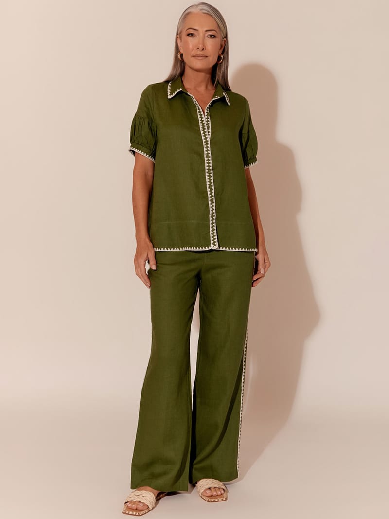 Stitched Edge Pant Khaki adorne