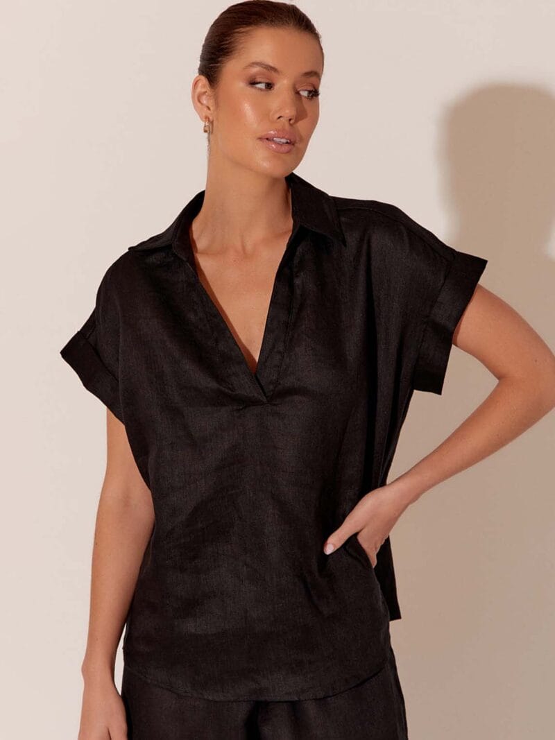 Relaxed Pull Over Shirt Black adorne