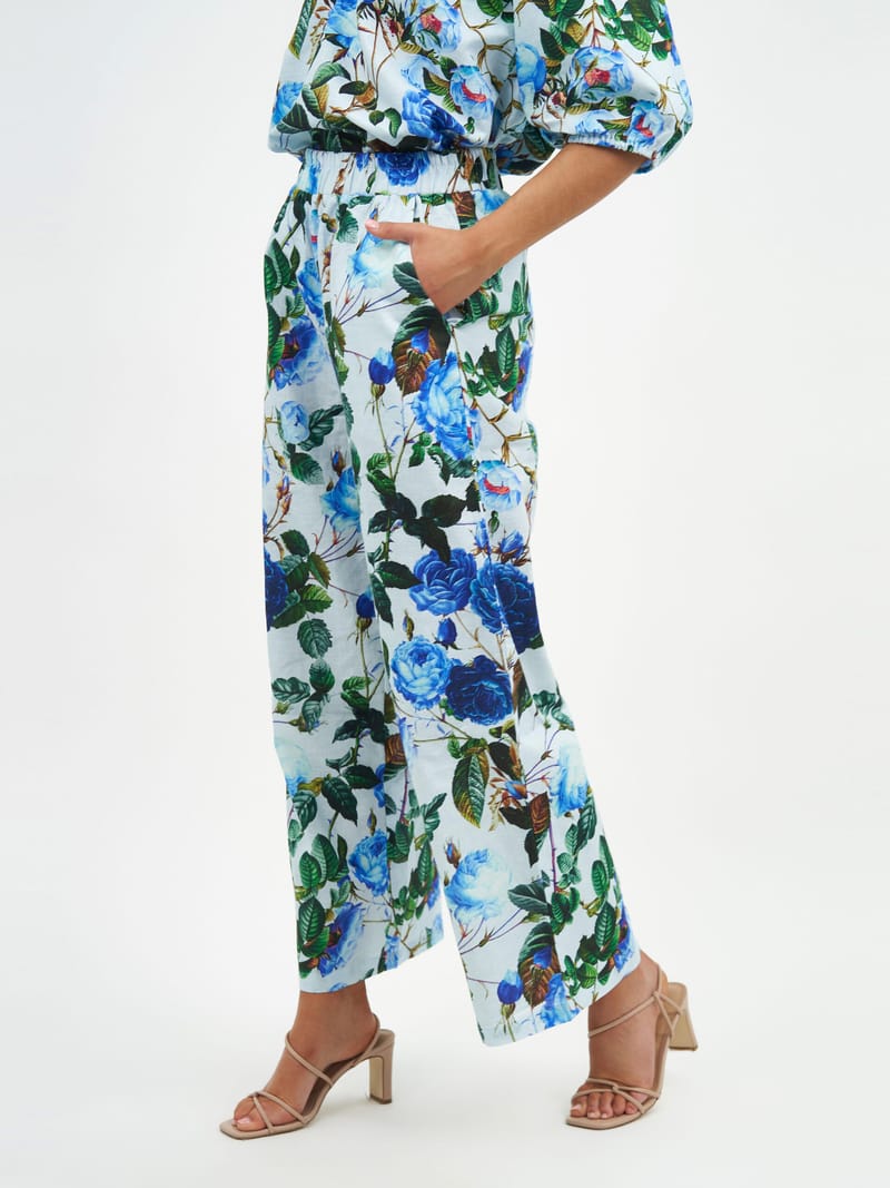 Linen Relaxed Pant Blue Liberty Rose