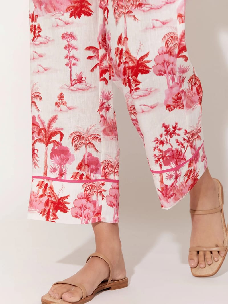 Detailed Linen Pant Pink adorne