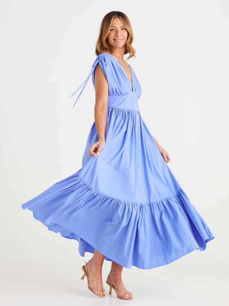 Gathered Sleeve Dress Blue Brave + True