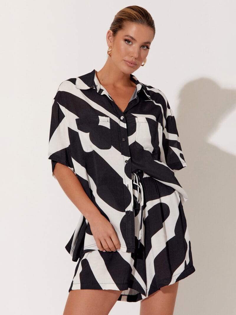 Drawstring Viscose Short Black adorne