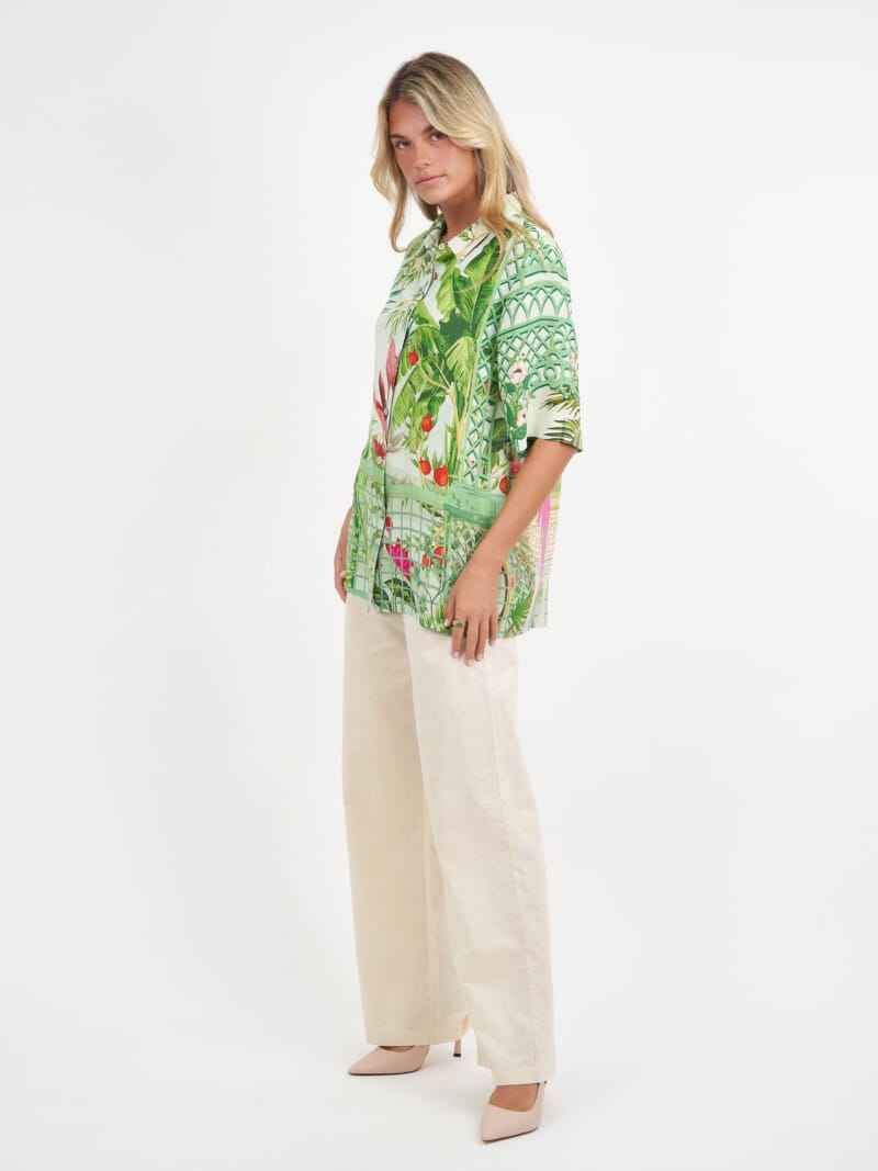Relaxed Viscose Shirt Green Liberty Rose