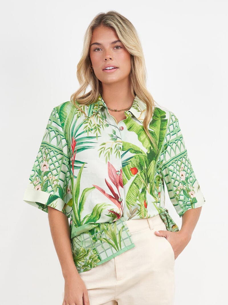 Relaxed Viscose Shirt Green Liberty Rose