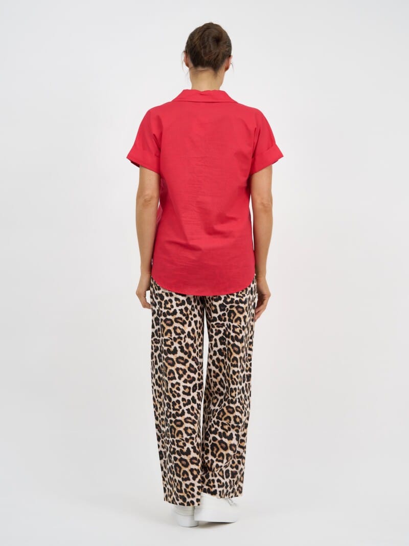 Relaxed Linen Shirt Red Liberty Rose