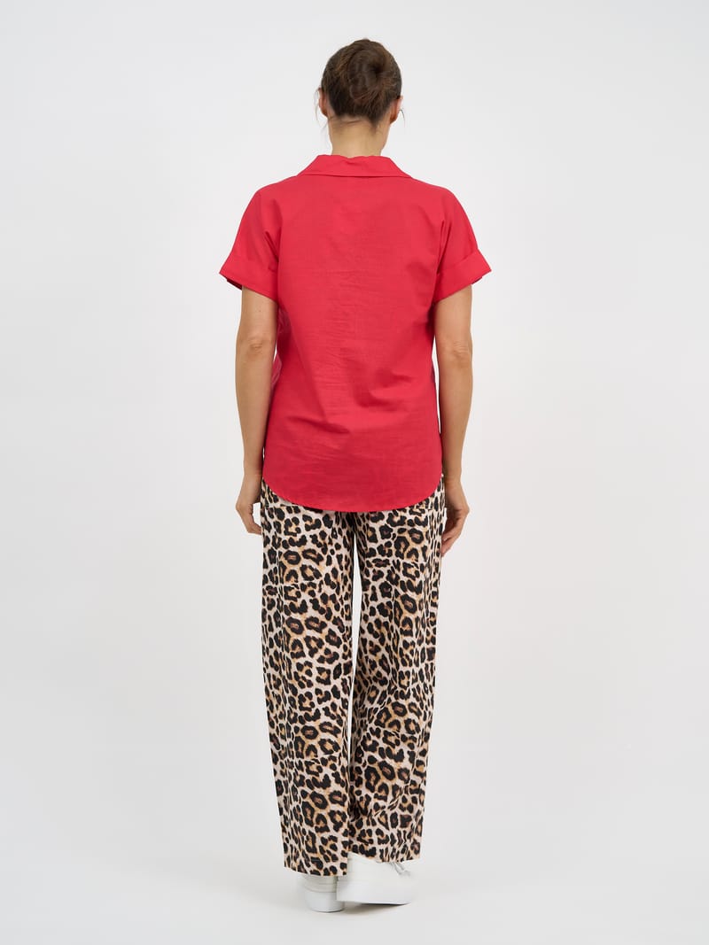 Relaxed Linen Shirt Red Liberty Rose
