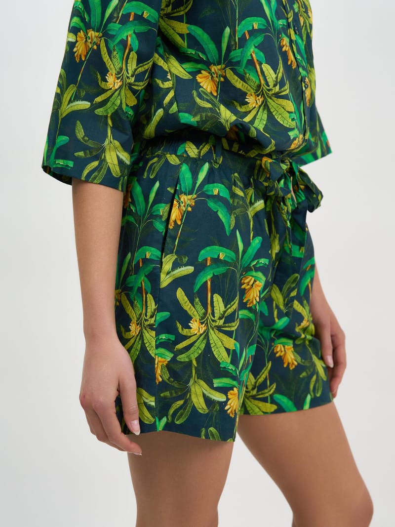 Linen Relaxed Short Green Liberty Rose