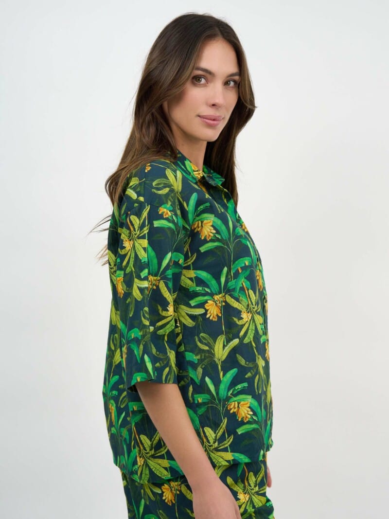 Relaxed Linen Shirt Green Liberty Rose