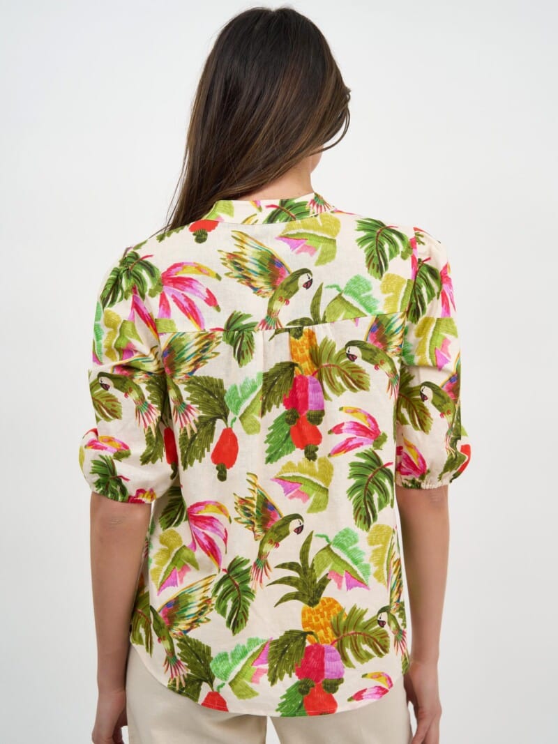 Mandarin Collar Shirt Khaki Liberty Rose