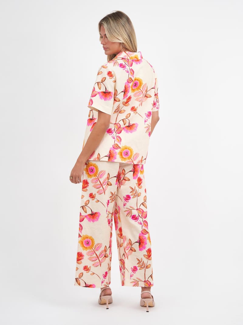 Tie Front Linen Shirt Pink Liberty Rose