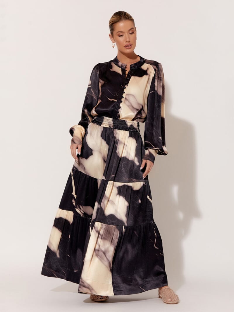 Satin Tier Skirt Black adorne