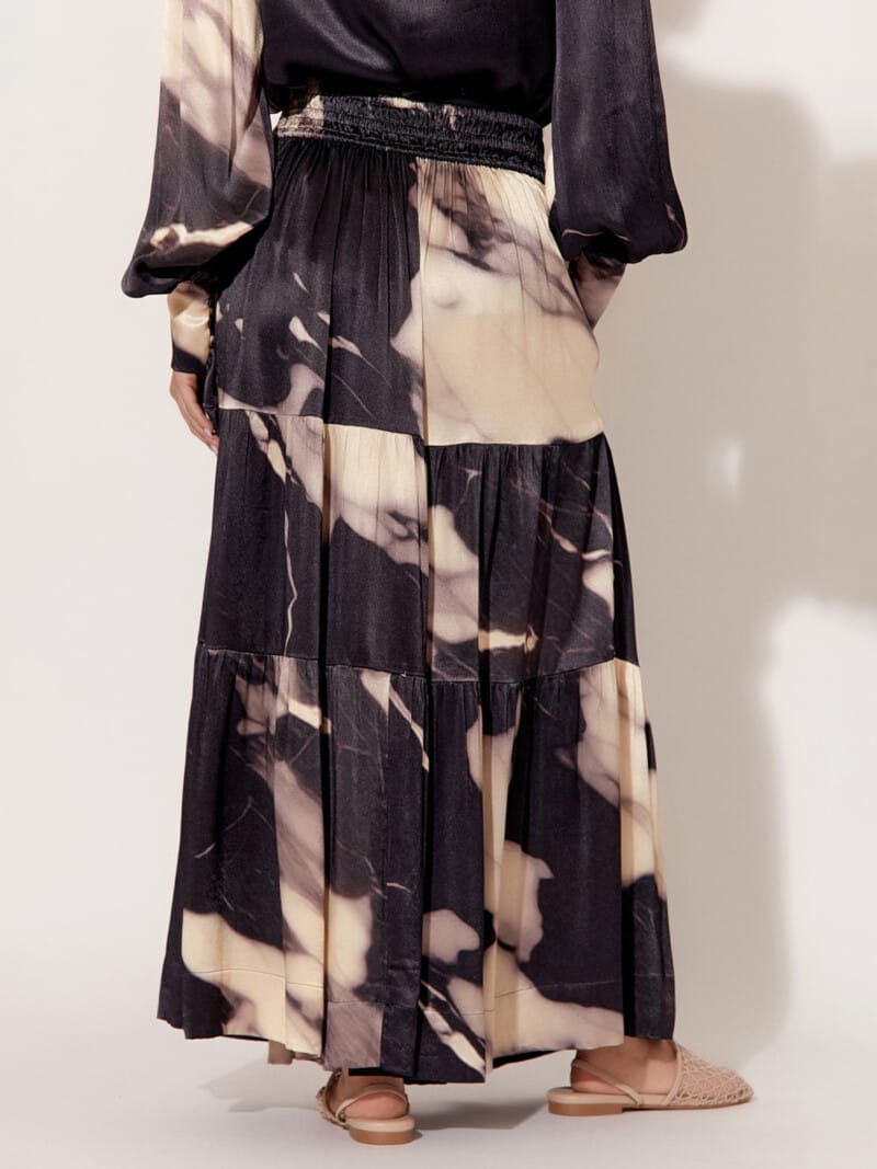 Satin Tier Skirt Black adorne