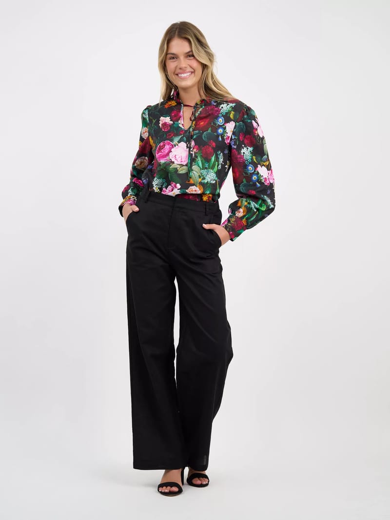 Essential Linen Pant Black Liberty Rose