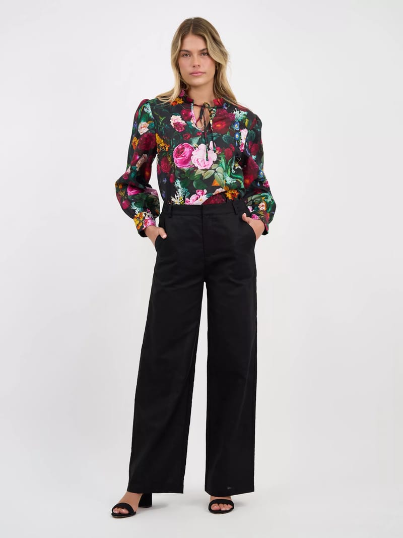 Essential Linen Pant Black Liberty Rose