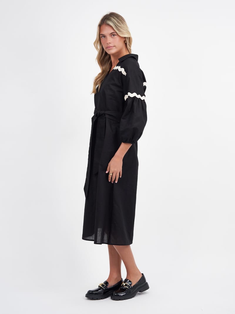 Collared Ric Rac Dress Black Liberty Rose