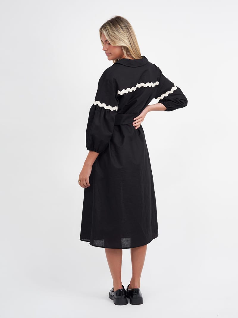 Collared Ric Rac Dress Black Liberty Rose