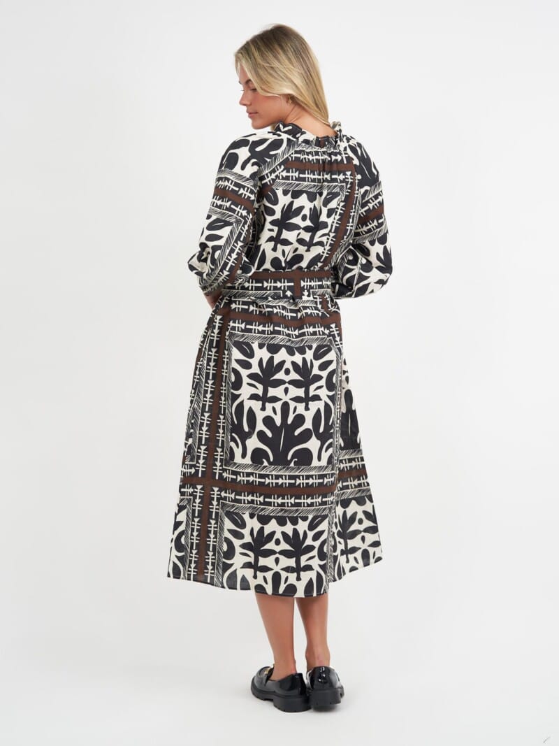 Button Through Linen Dress Black Liberty Rose