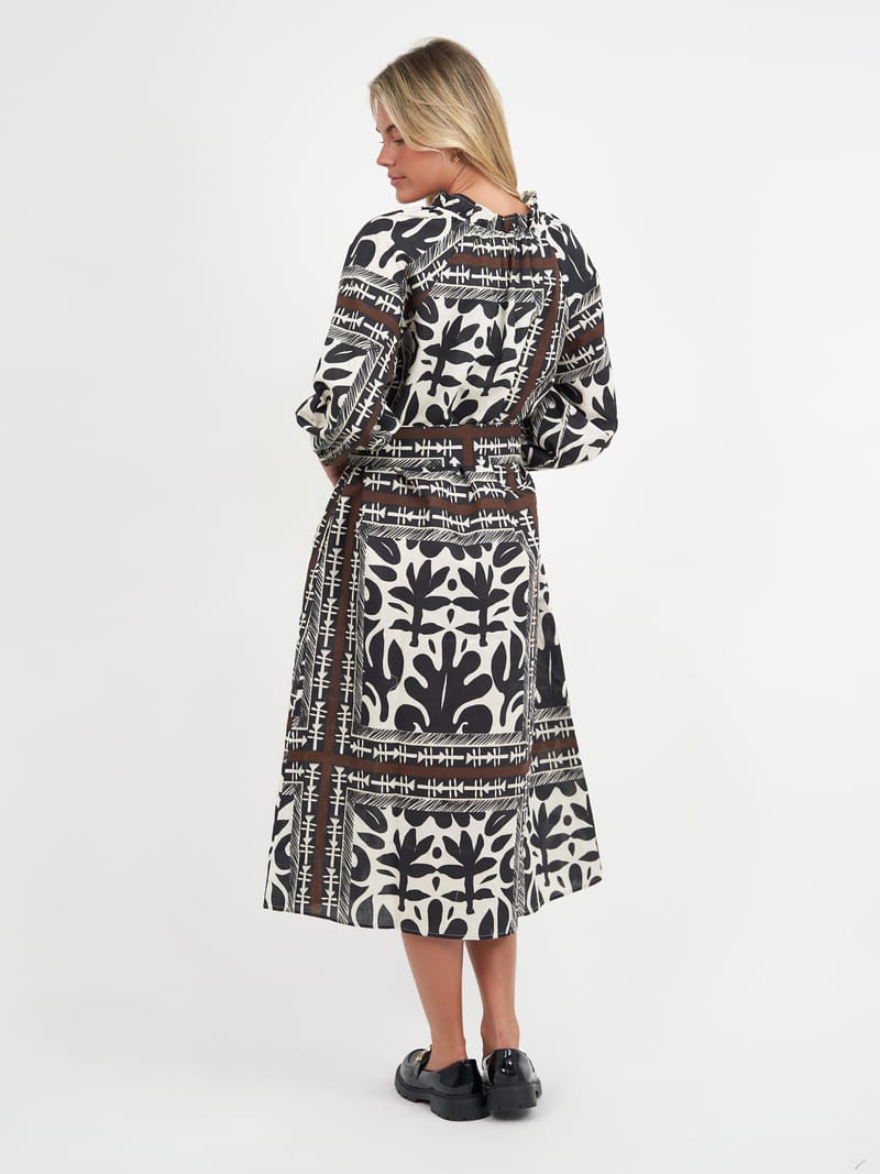 Button Through Linen Dress Black Liberty Rose