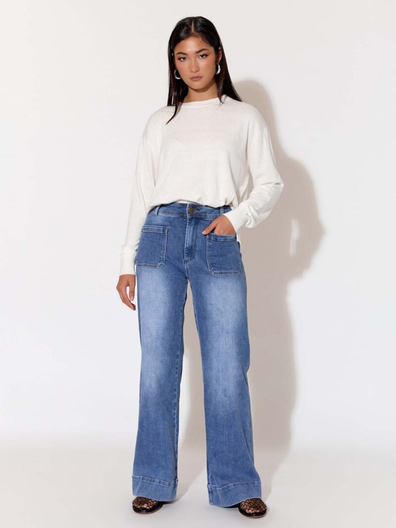Patch Pocket Denim Jean Blue adorne