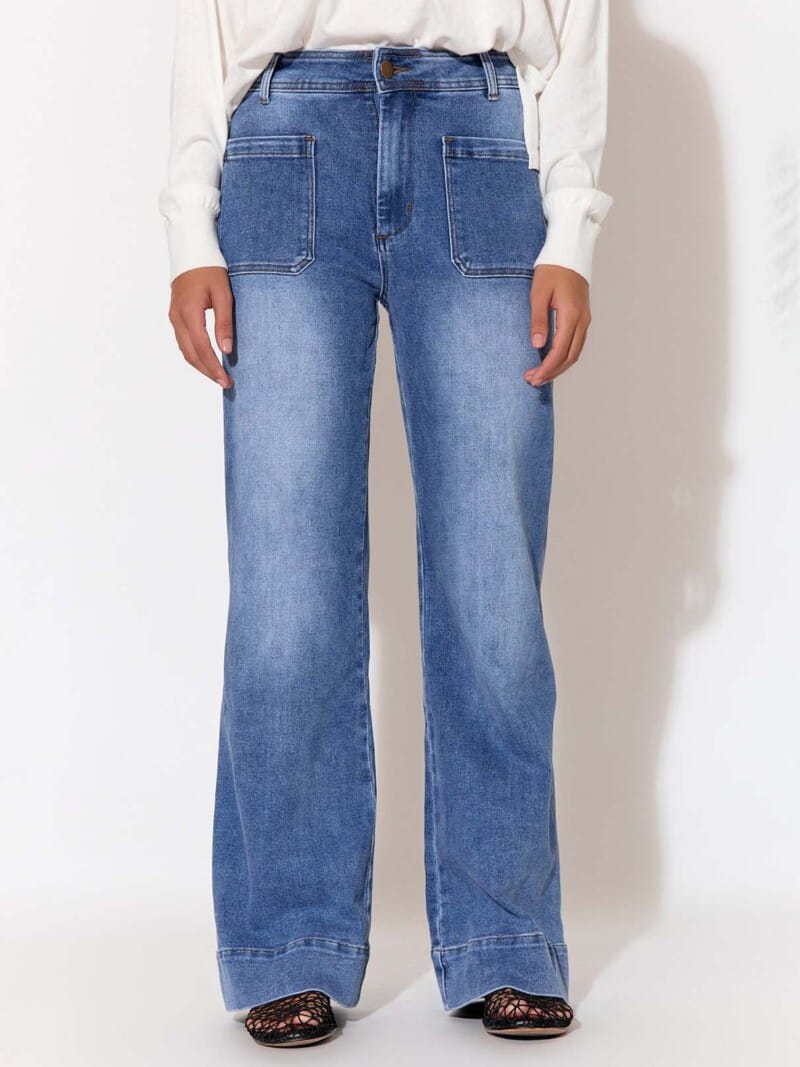 Patch Pocket Denim Jean Blue adorne