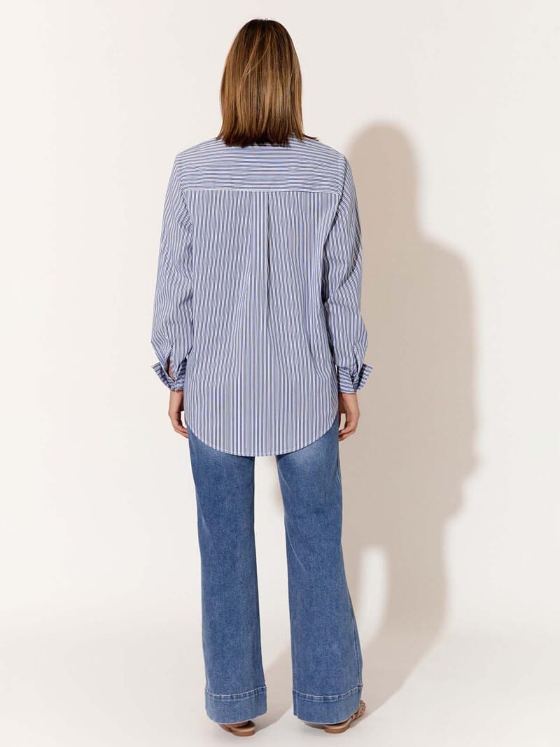 Poplin Long Sleeve Shirt Blue adorne