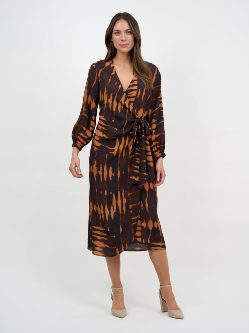 Viscose Wrap Dress Brown Liberty Rose