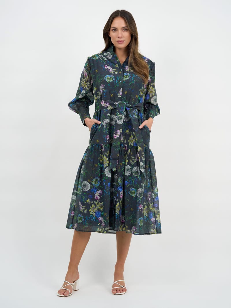 Button Through Shirt Dress Navy Liberty Rose