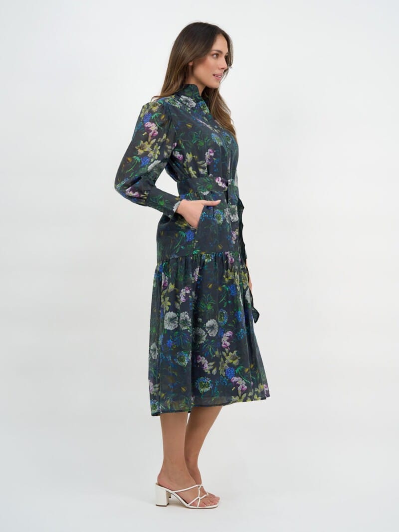Button Through Shirt Dress Navy Liberty Rose