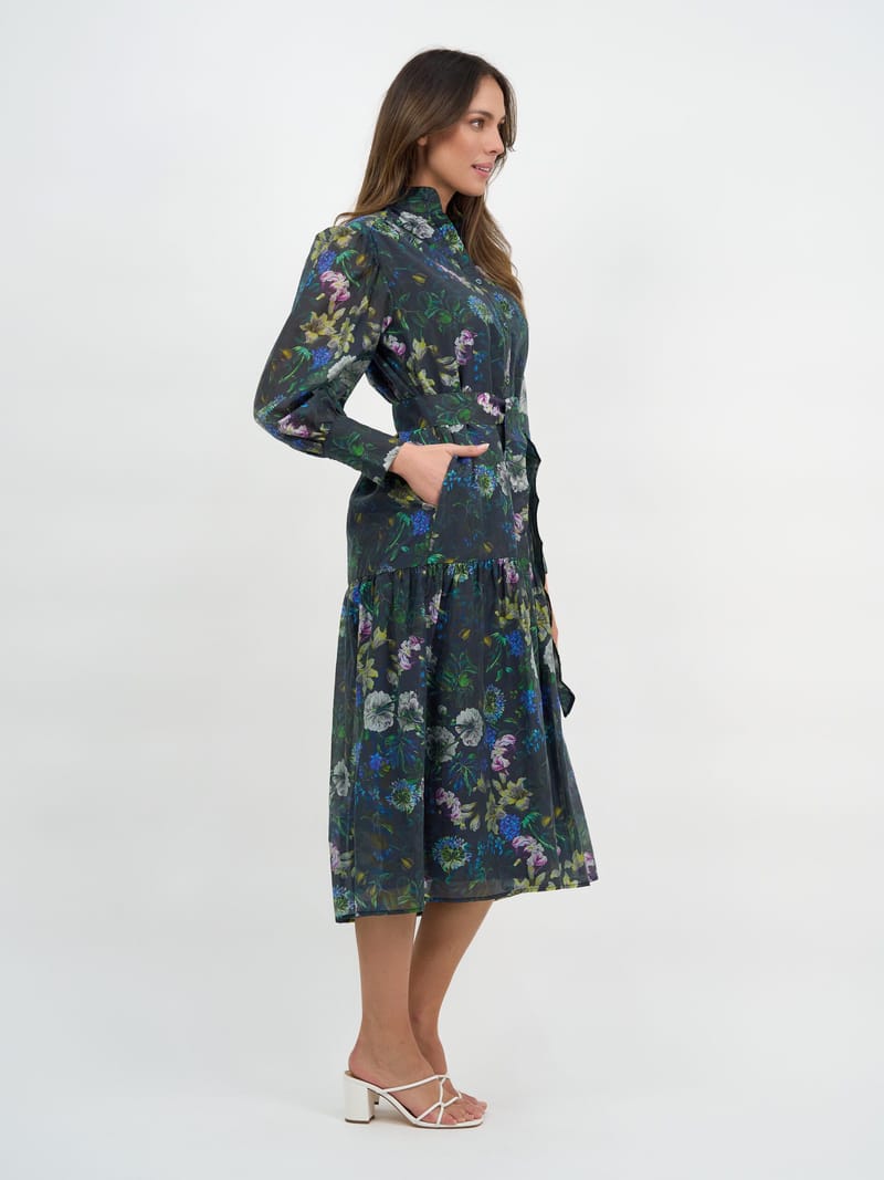 Button Through Shirt Dress Navy Liberty Rose