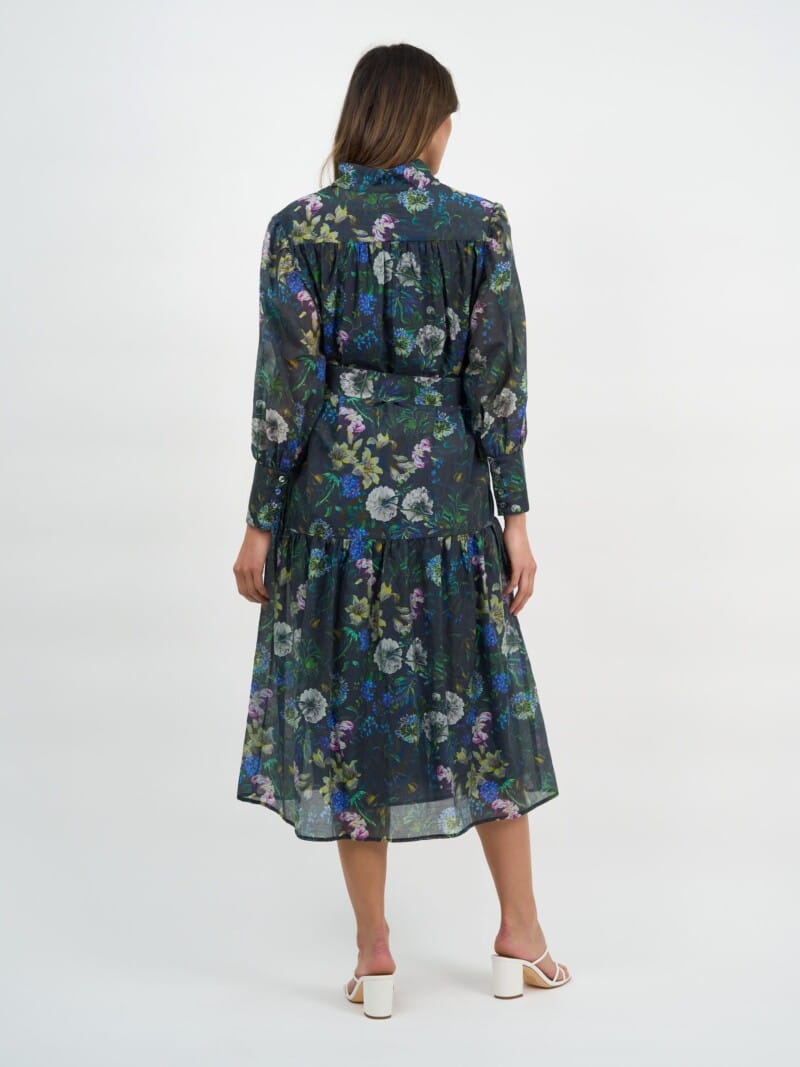 Button Through Shirt Dress Navy Liberty Rose