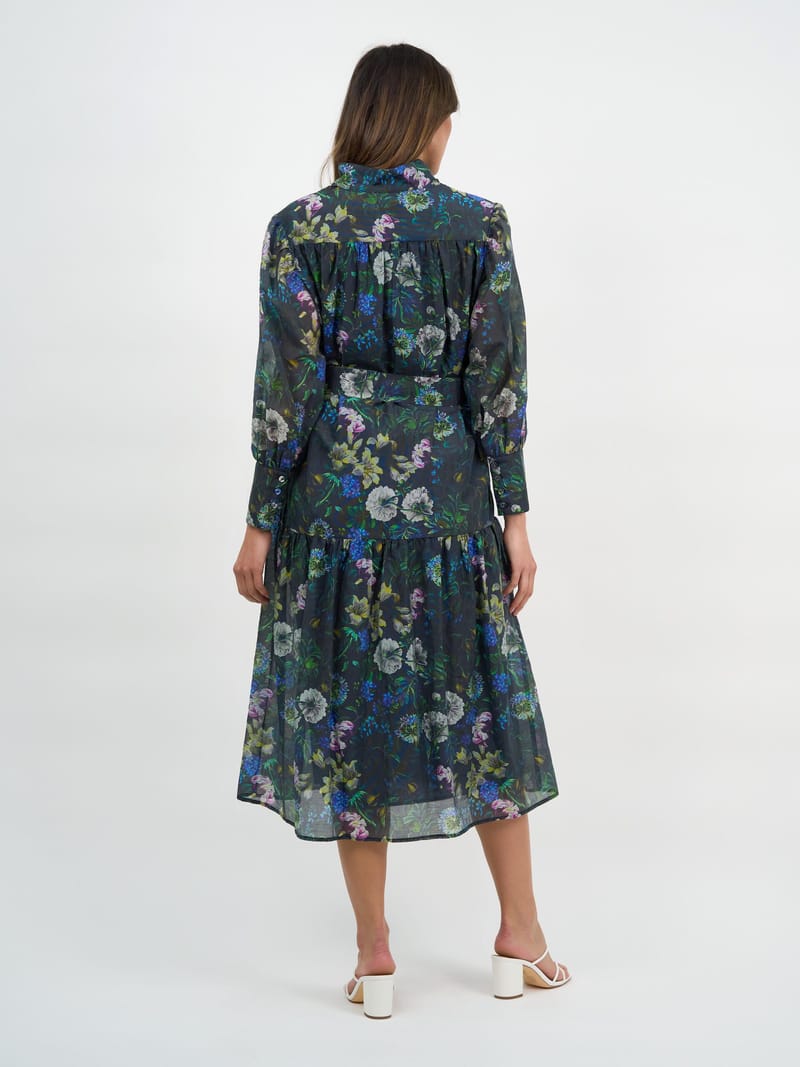 Button Through Shirt Dress Navy Liberty Rose