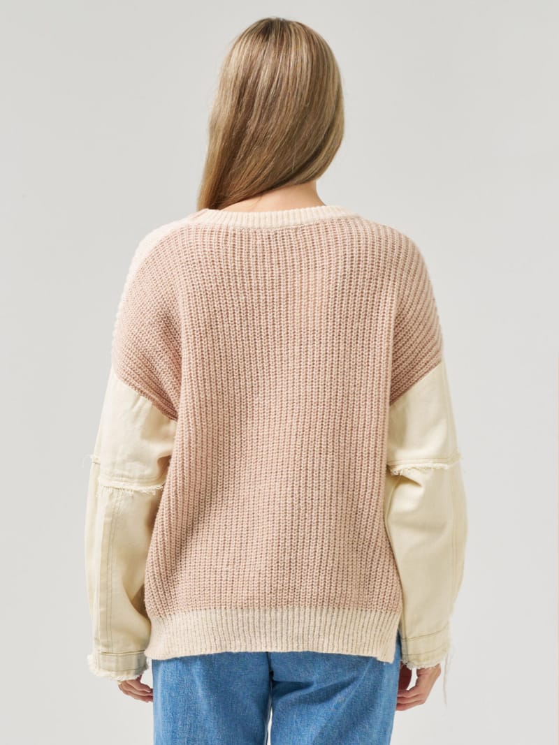 Denim Sleeved Knit Natural Worthier
