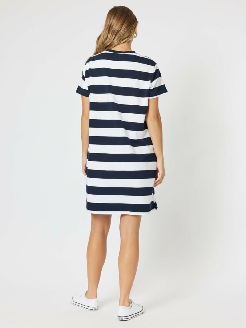 Heart Stripe Dress Navy Threadz