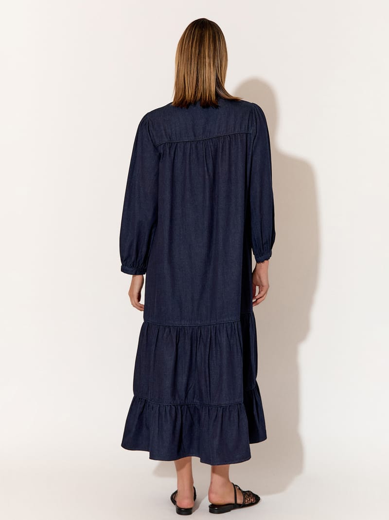 Tier Relaxed Denim Dress Denim adorne