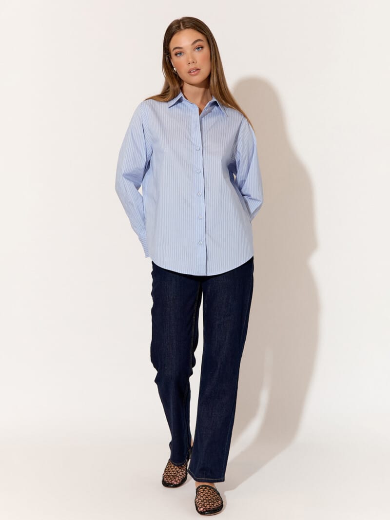 Striped Poplin Shirt Blue adorne