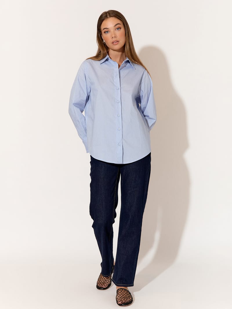 Striped Poplin Shirt Blue adorne