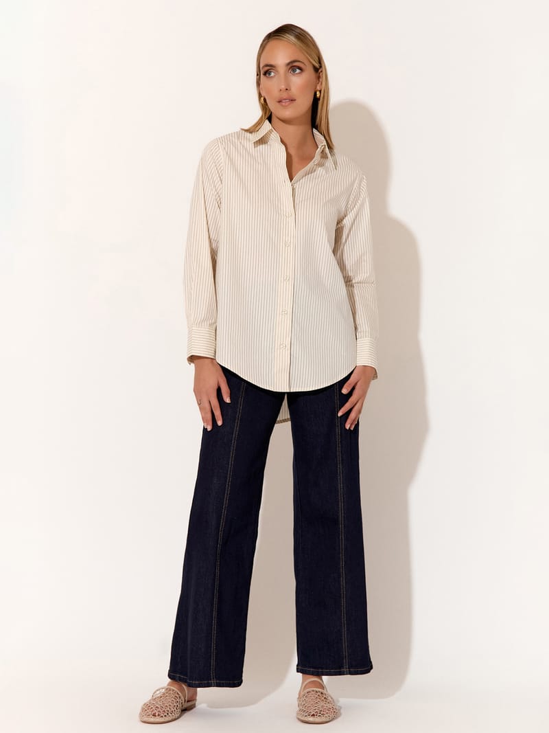 Striped Poplin Shirt Cream adorne