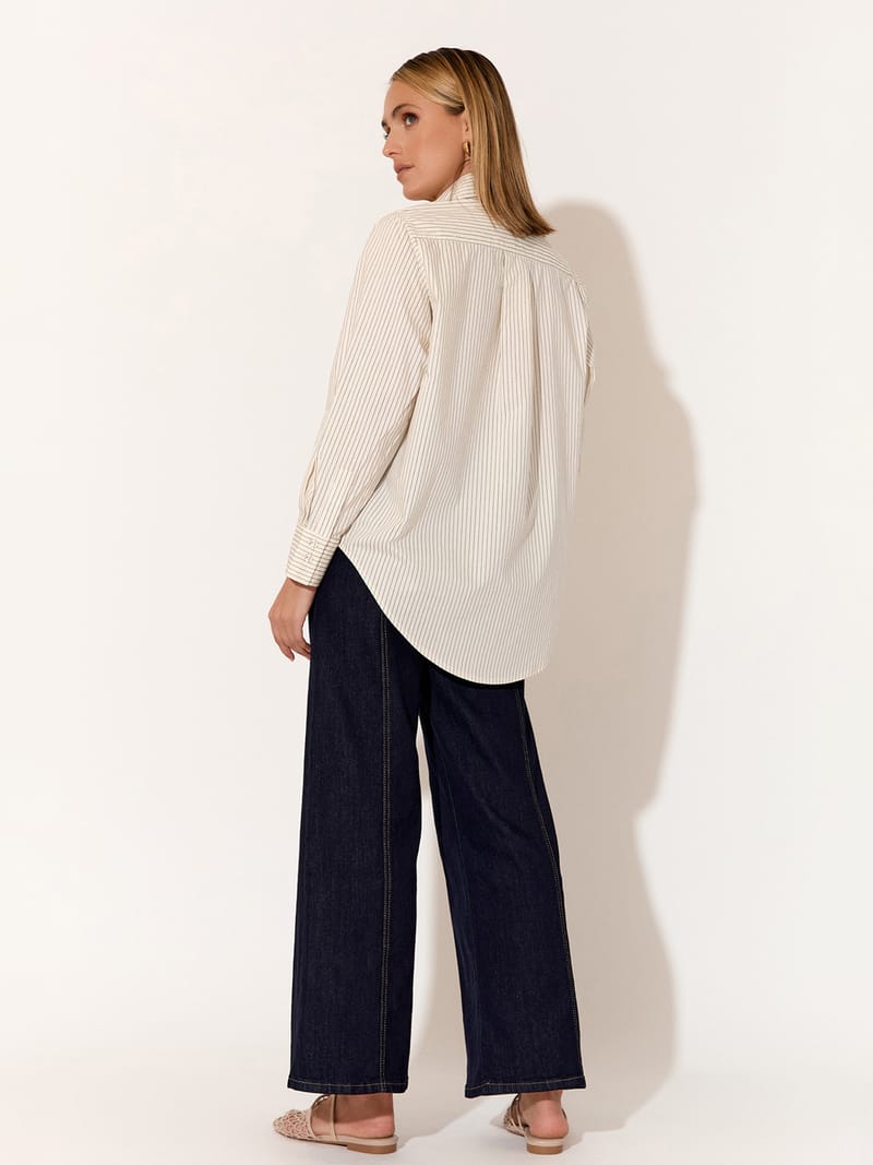 Striped Poplin Shirt Cream adorne