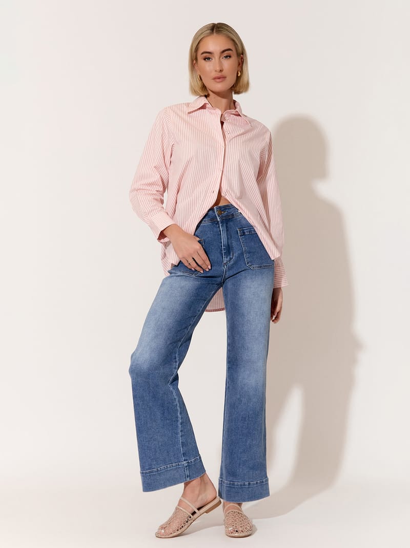 Striped Poplin Shirt Pink adorne