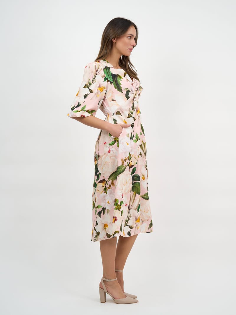 Twist Front Linen Dress Rosa La Strada
