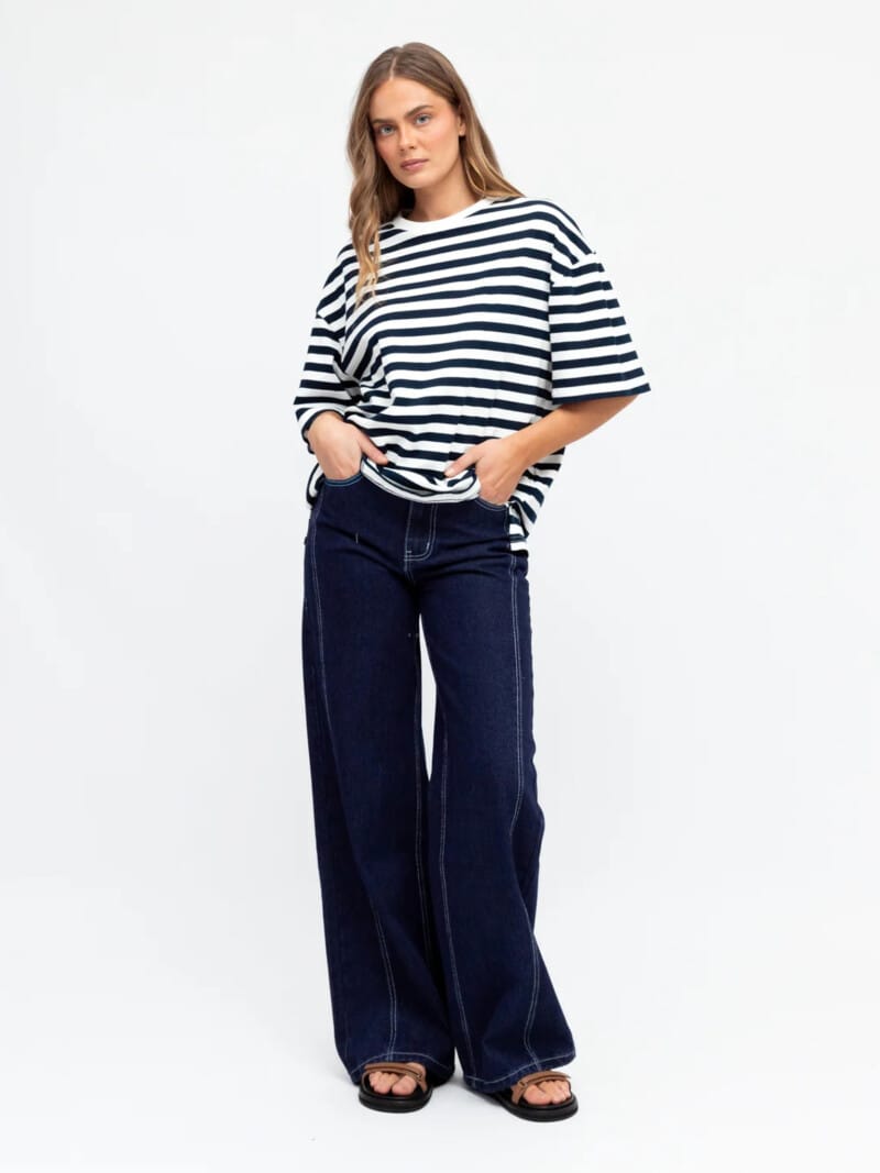 Stitch Detail Straight Jean Indigo Ebby & I