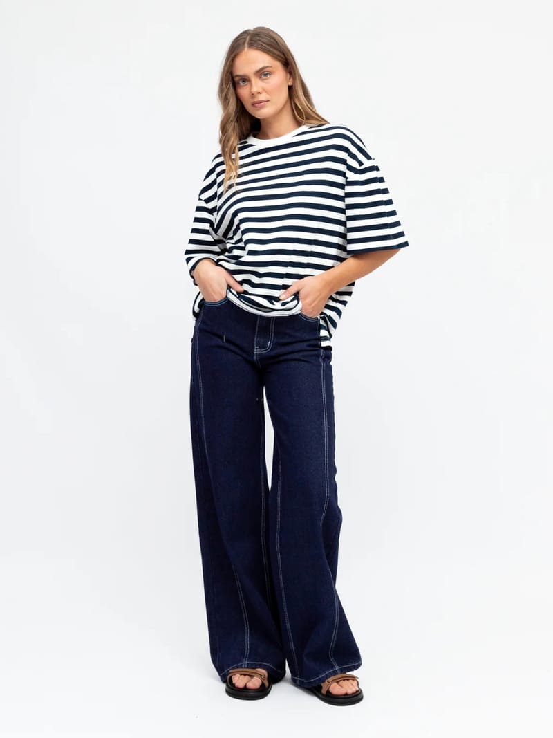 Stitch Detail Straight Jean Indigo Ebby & I